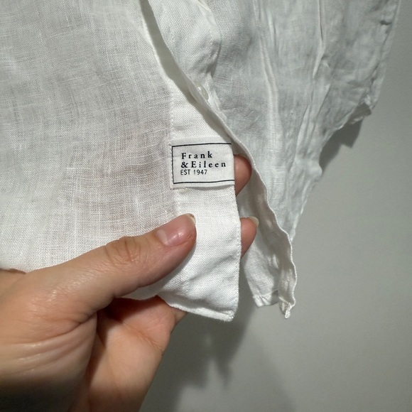 NWOT Frank & Eileen Linen Rose Button Up Shirt XS White Lightweight Coastal - Picture 6 of 11